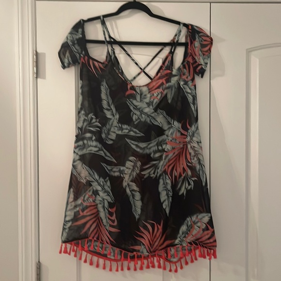 Palm leaf design swim cover up size small - Picture 1 of 5